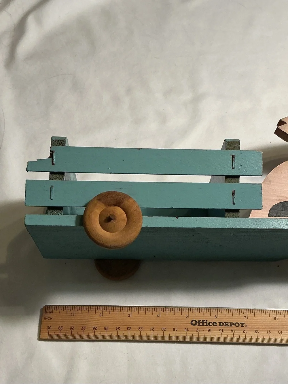 Antique Unique Rare 1900’s Pink Bunny Pull Toy w/ Teal Wagon over 125 years old
